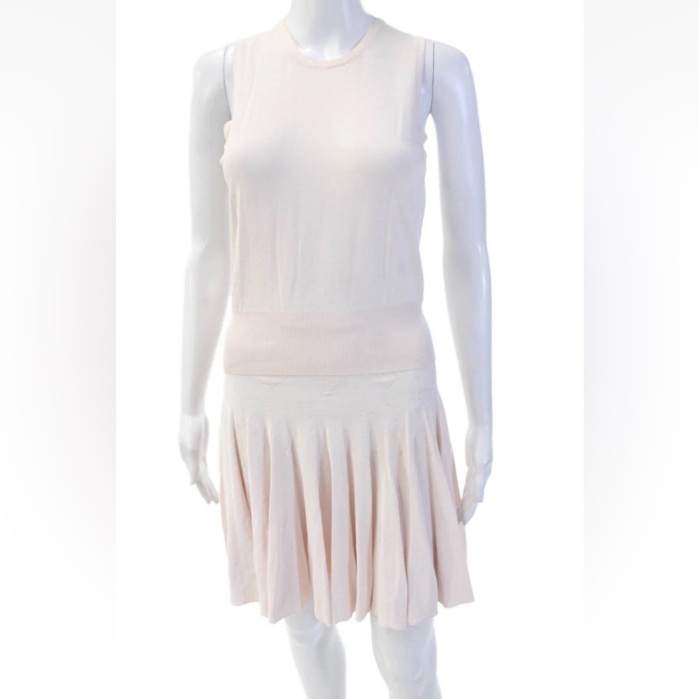 Alaia Womens Pink Knit Ruffled Heart Detail Skirt And Cropped Top SET Size S